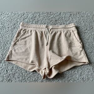 Mate The Label 100% Organic Cotton Terry Lounge Shorts Beige Tan Size XL